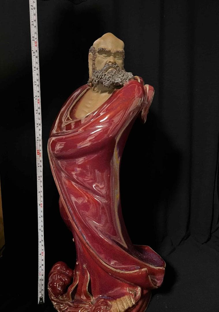 清时代 鈞窯　紫紅釉鈞窯達摩　窯変釉　辰砂　唐物　古賞物(B-101)