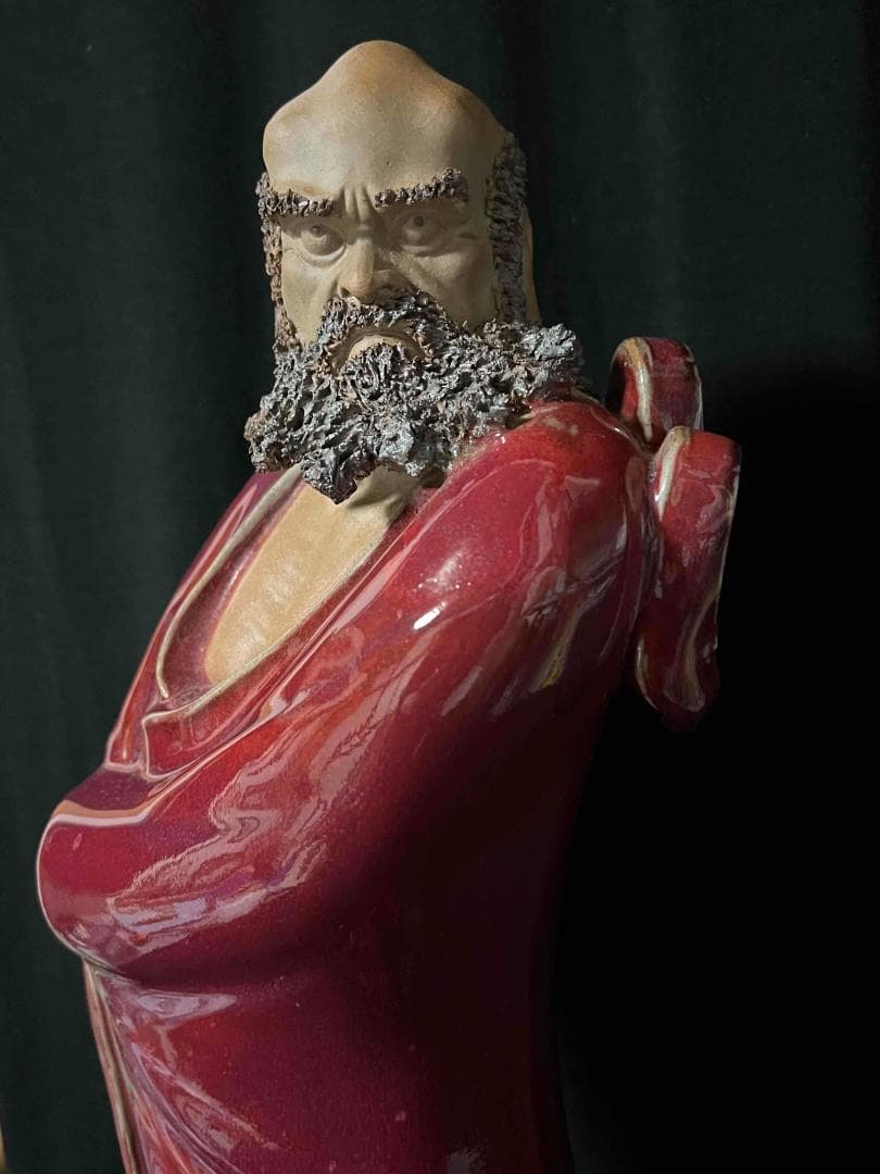 清时代 鈞窯　紫紅釉鈞窯達摩　窯変釉　辰砂　唐物　古賞物(B-101)