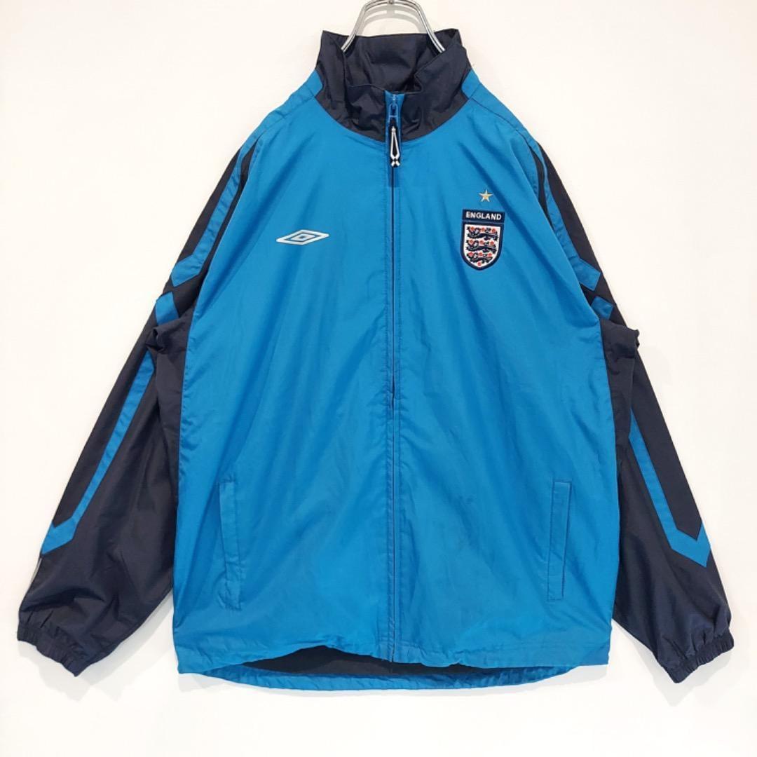 アンブロ イングランド代表 ナイロンジャケット サッカー 紺 青 00s XL