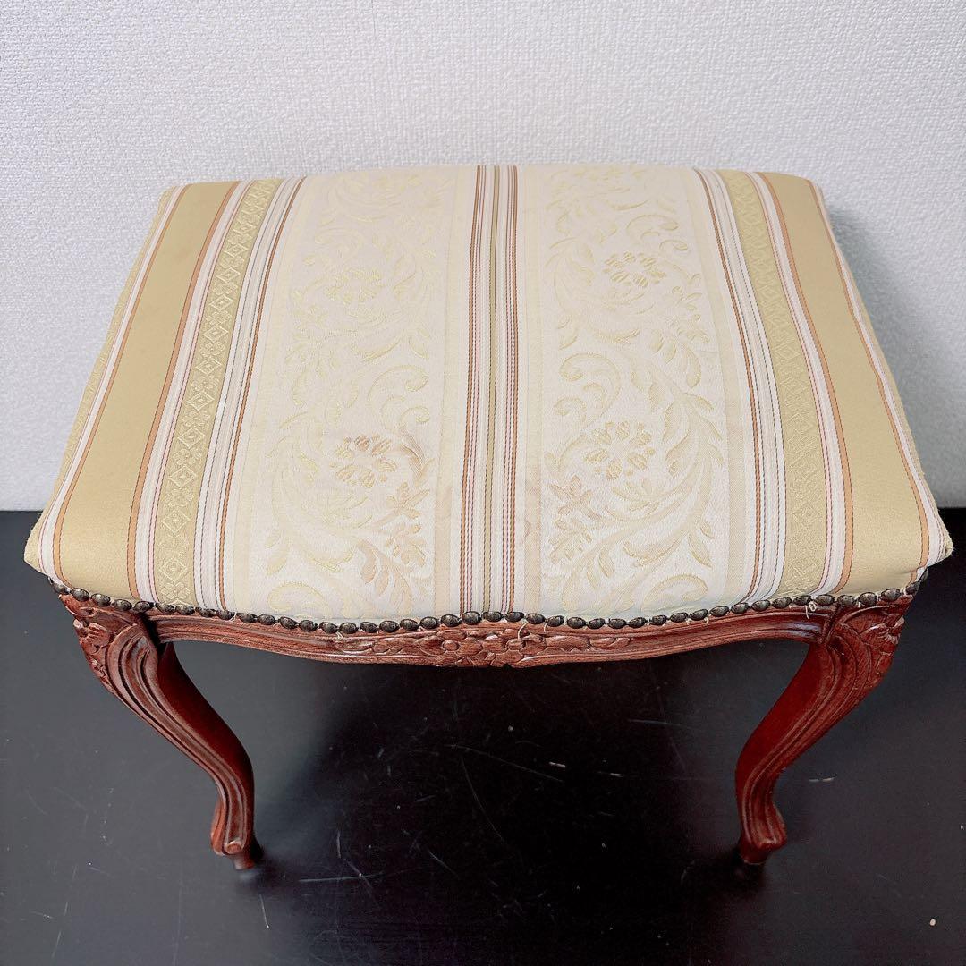 アンティーク調 猫脚スツール 彫刻 椅子 ロココ調 ローラアシュレイ風 姫家具