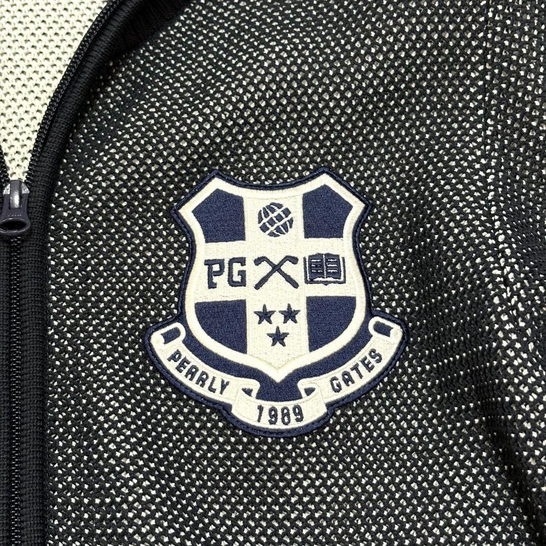 美品 パーリーゲイツ エンブレムロゴ ドライバーズニット ダブルジップ メッシュ