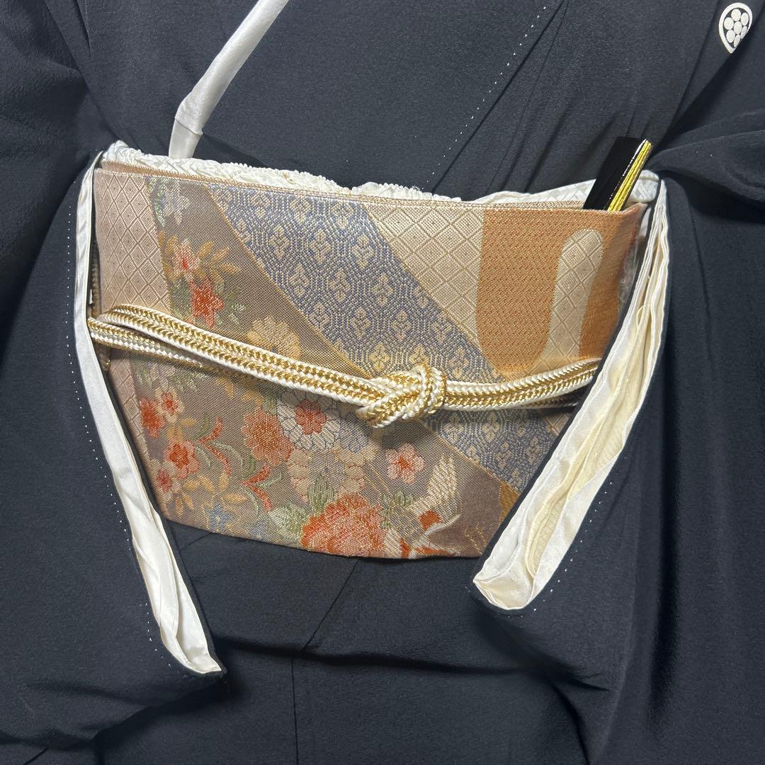 う*こ様 未使用近い　美品　袷　正絹　作家　金箔　黒留袖　フルセット　西陣唐織最