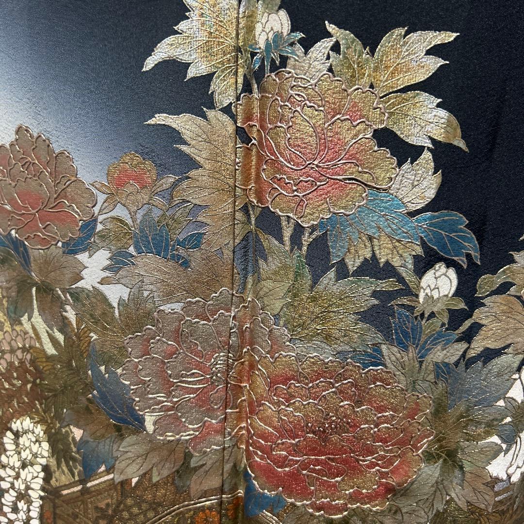 う*こ様 未使用近い　美品　袷　正絹　作家　金箔　黒留袖　フルセット　西陣唐織最