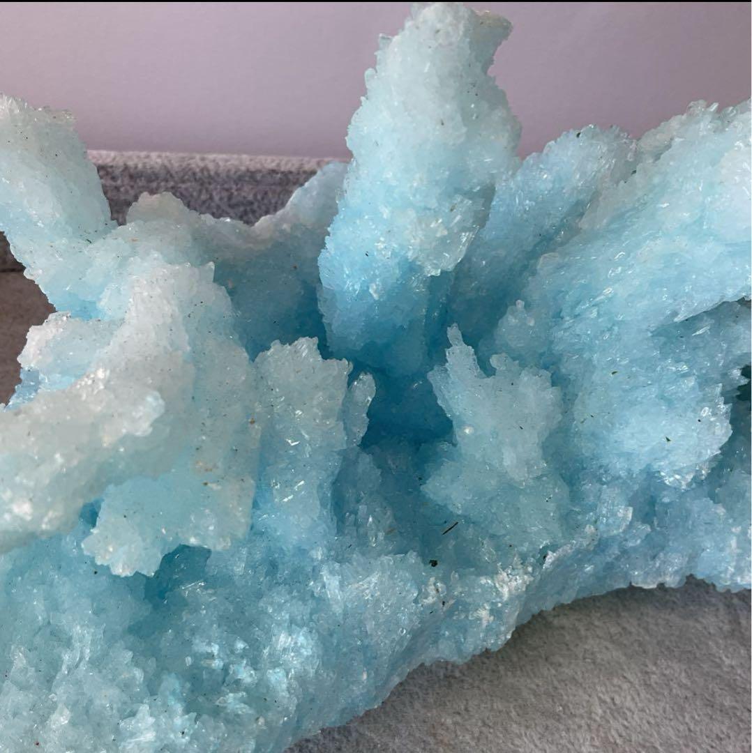 T991-2 アクアマリン水晶結晶　原石ジオードクラスター　天然石