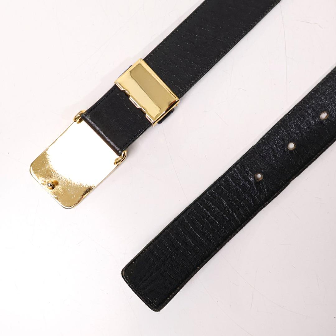 H3579S◾️ヴィンテージ イヴサンローラン　レザーベルト　ロゴベルト