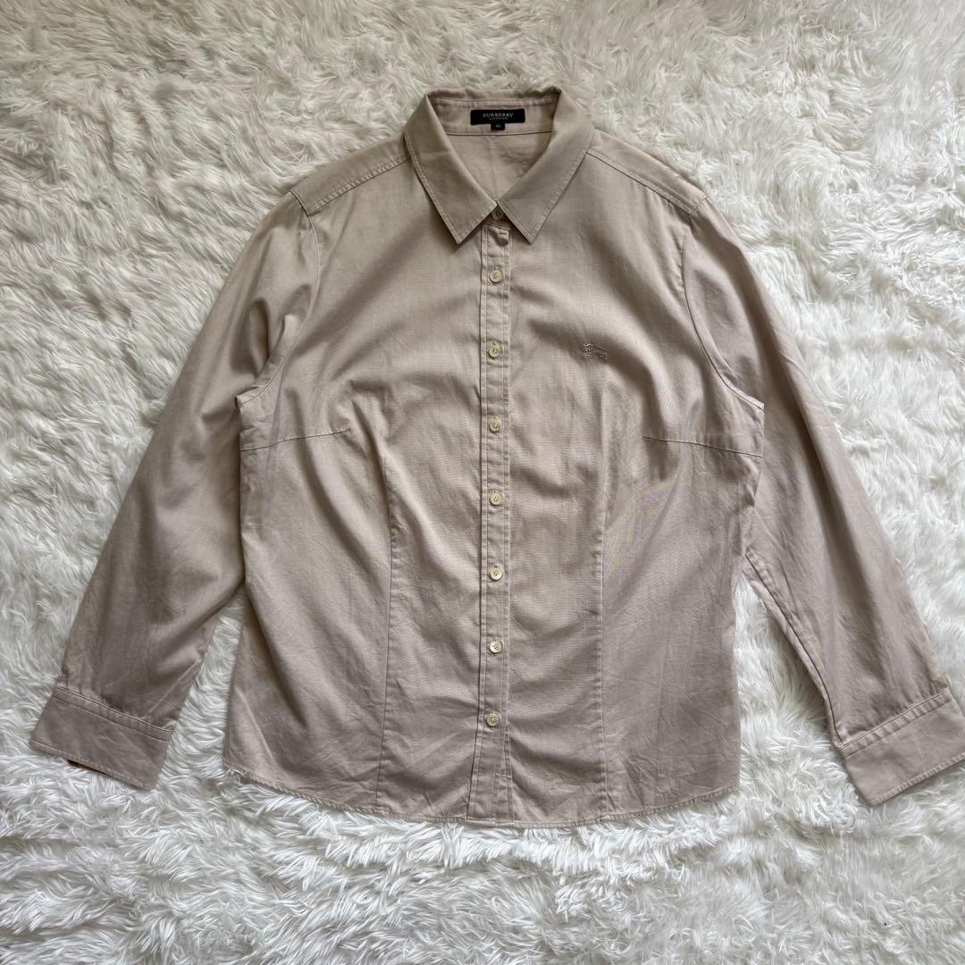 美品 BURBERRY バーバリー コットンシャツ ベージュ ノバチェック 46