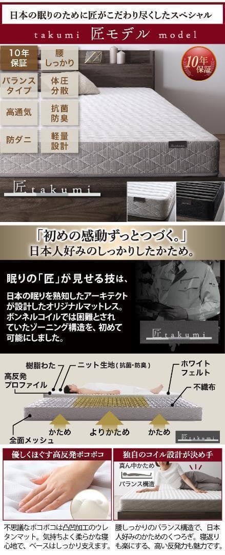 セール！新品 送料込 ダブルベッド 収納 棚 2口コンセント マットレス付 RG