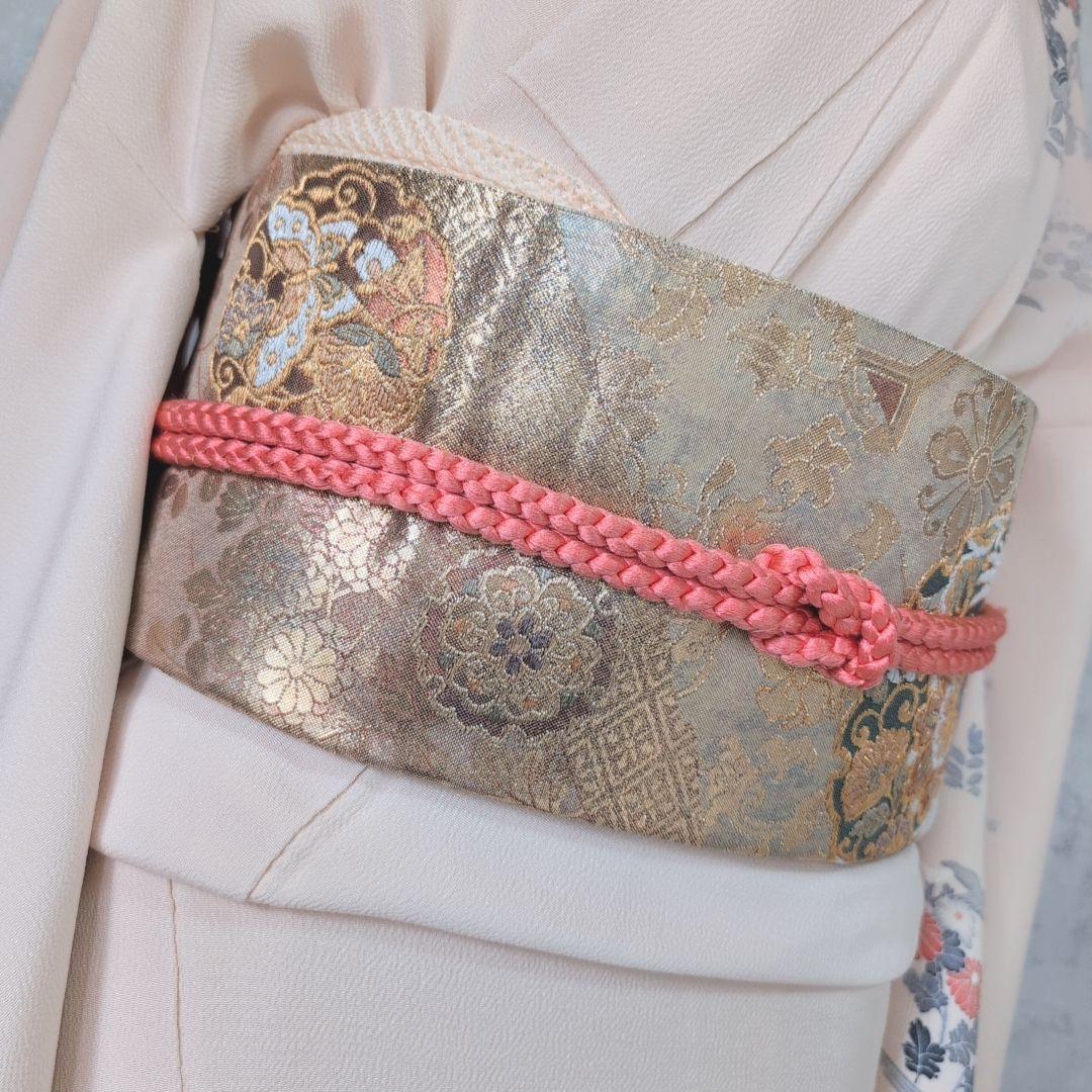 訪問着　フルセット　着物　正絹　薄ピンク　トールサイズ　茶屋辻　友禅　花　F7