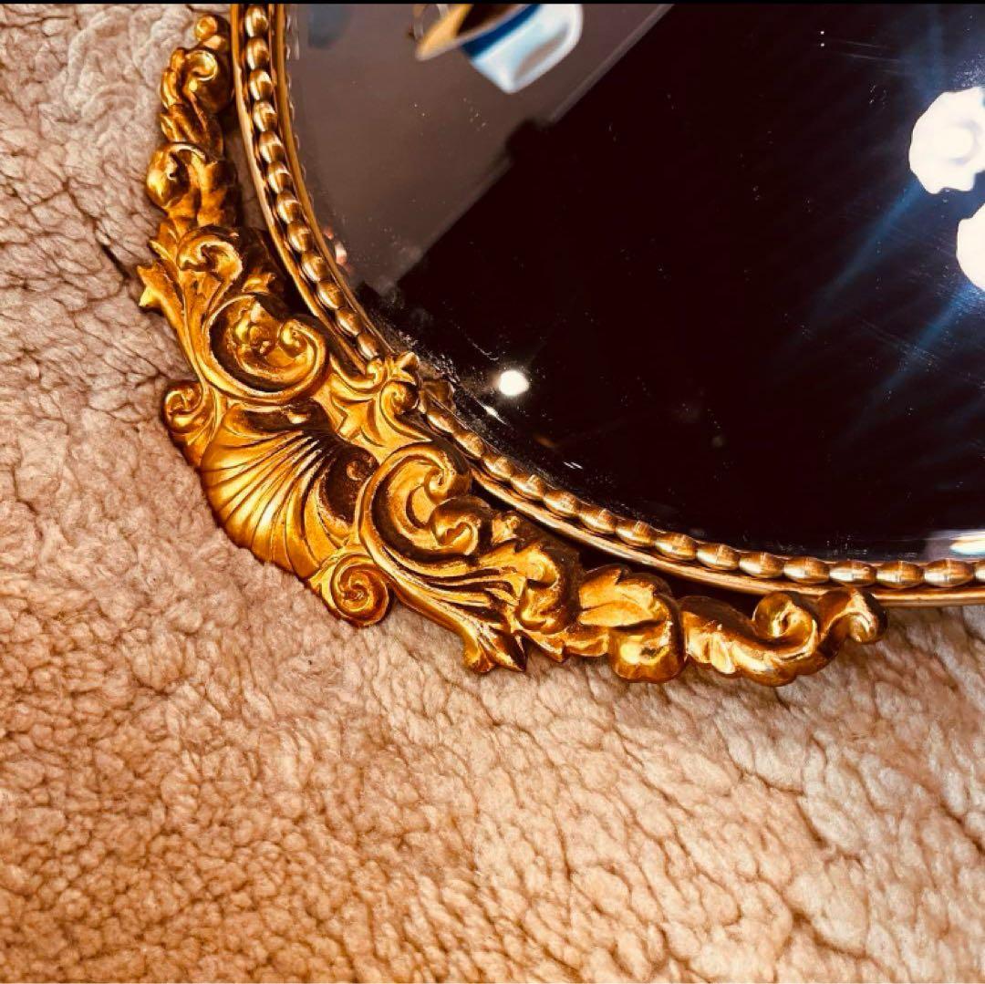 湯布院アンティーク ヨーロピアン レトロヴィンテージ ウォールミラーオーバル真鍮