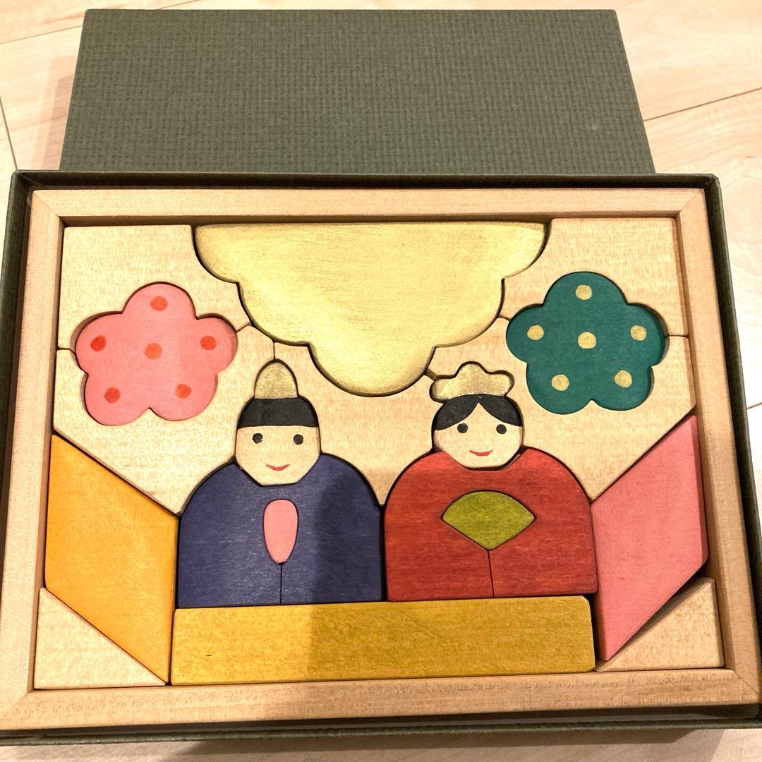 【美品】ひな祭り　木製　雛人形　立体パズル　コンパクト