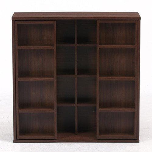 ダブルスライド収納棚 W90 ミディアムブラウン