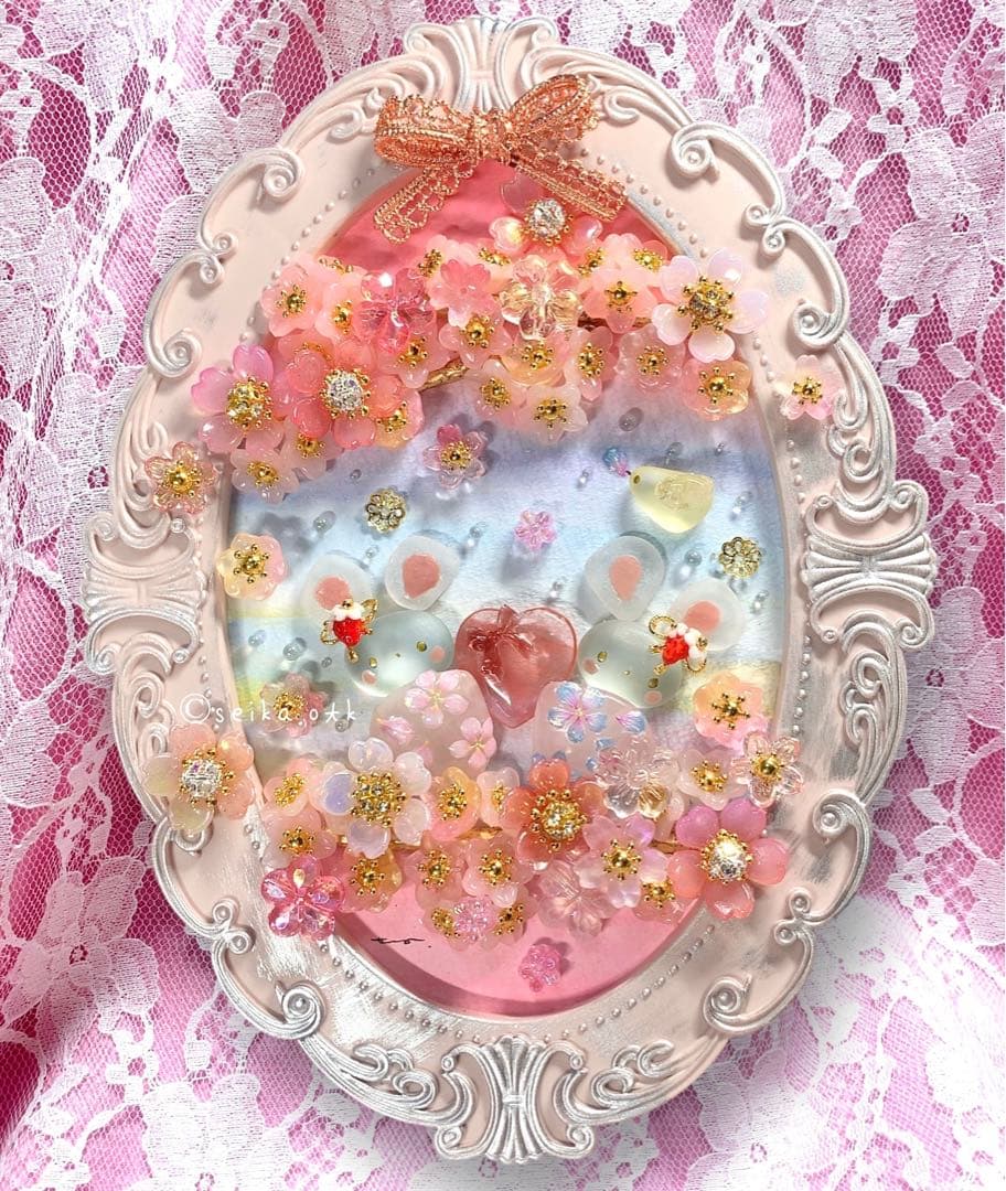 N1168ハッピーバレンタインと春桜　大サイズ　水彩画