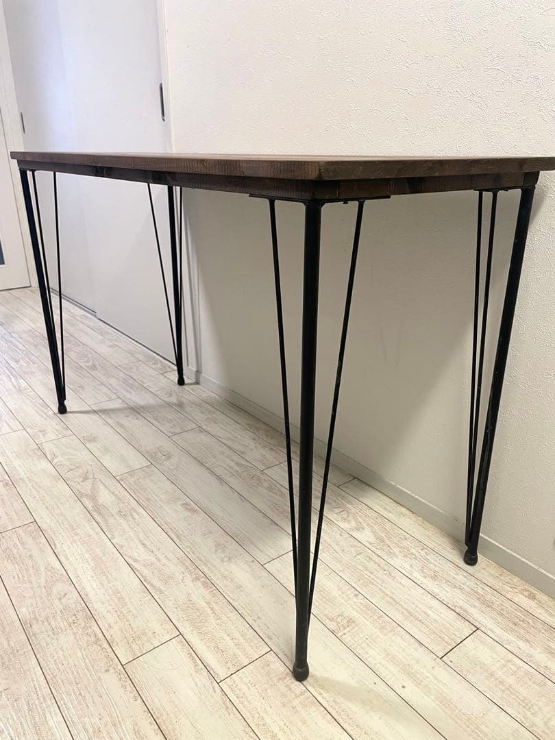 ヴィンテージ風 天然木 テーブル デスク 120×45 アンティーク アイアン脚