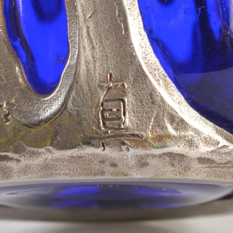 アンティーク　工芸ガラス　倉敷ガラス　小谷真三　銀巻花瓶　C　6718