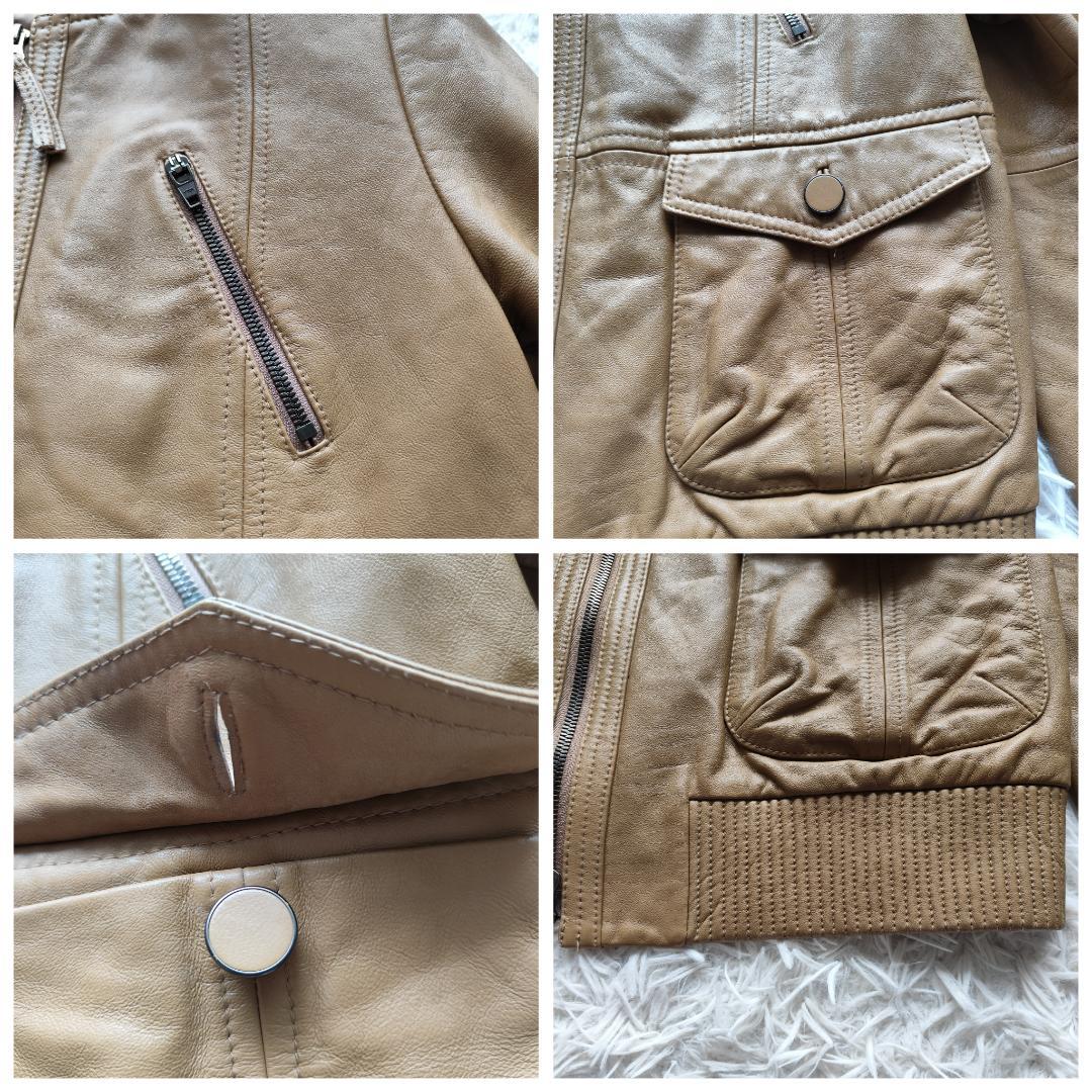 美品！23区 希少サイズ 48 5Lレザージャケット ブルゾン ラムレザー 茶