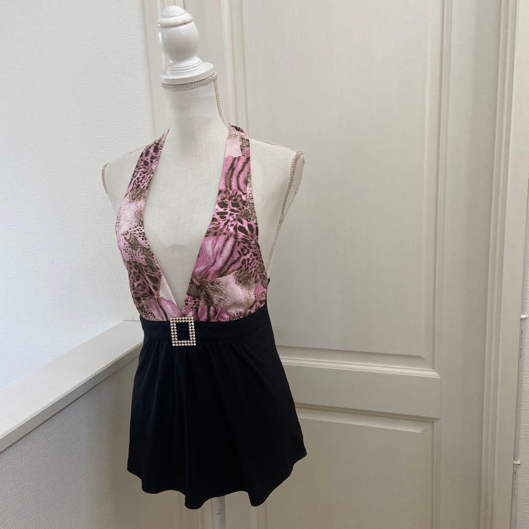 REAL MA＊RS ★キラキラビジュー付き　ホルダーネックリボンキャミ