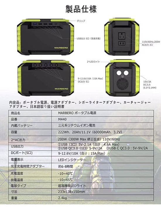 ポータブル電源 大容量 60000mAh