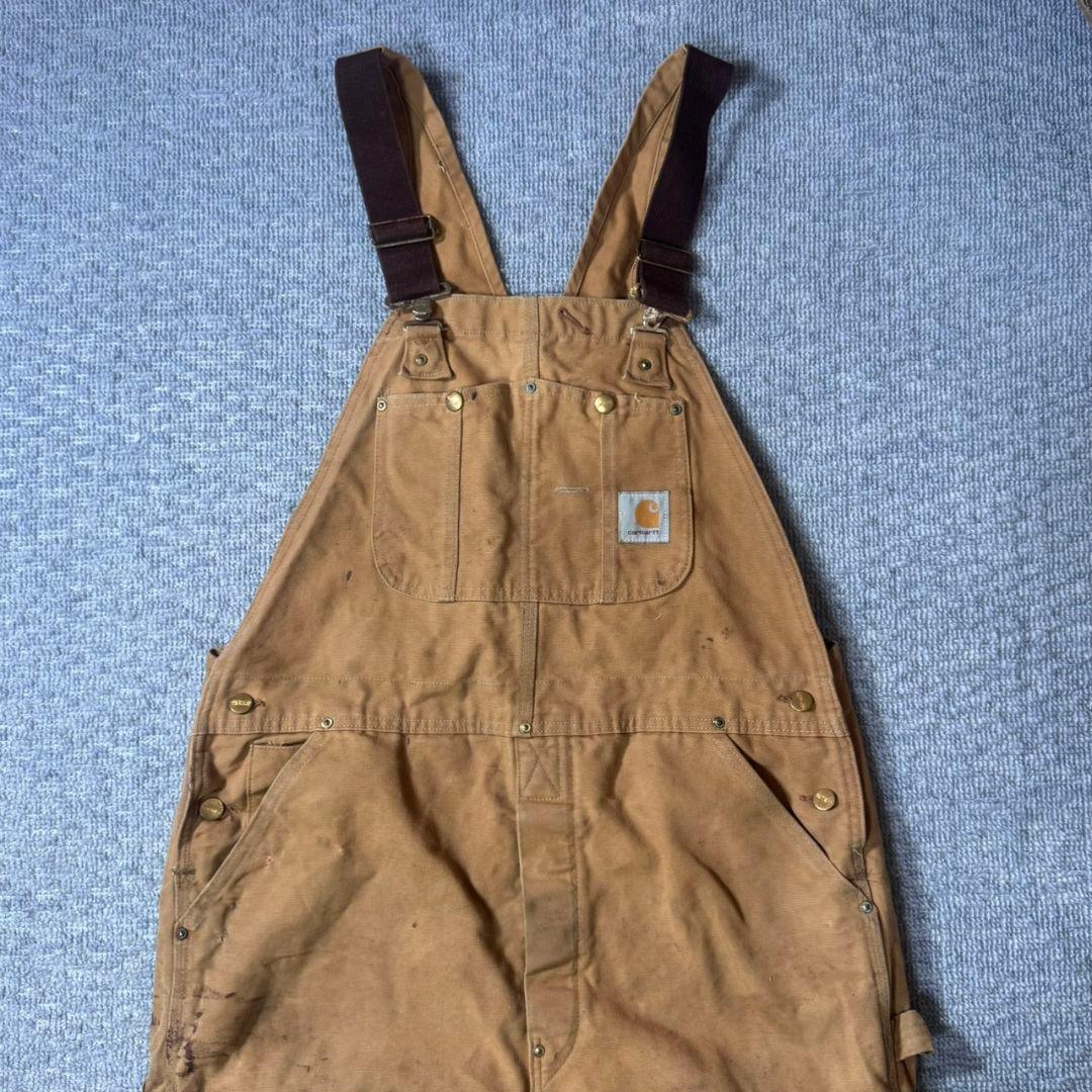 90s USA製 carhartt ダック ダブルニー オーバーオール ブラウン