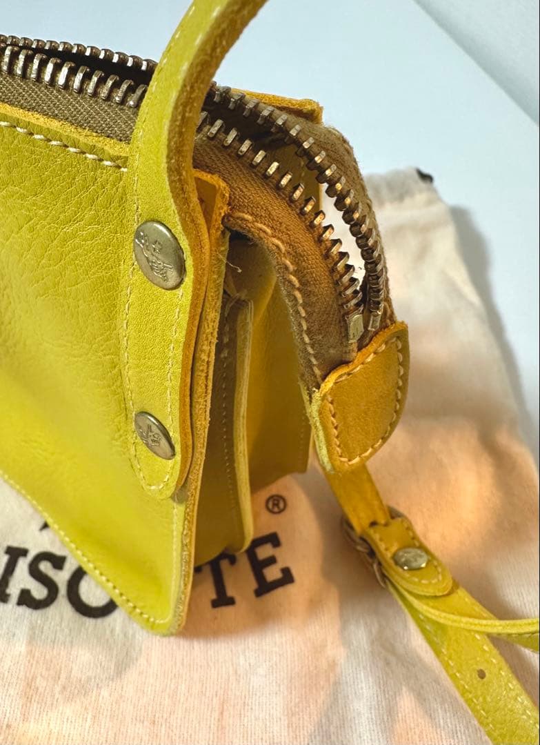 IL BISONTE 本革 レザー ミニショルダーバッグ/ポシェット/イエロー