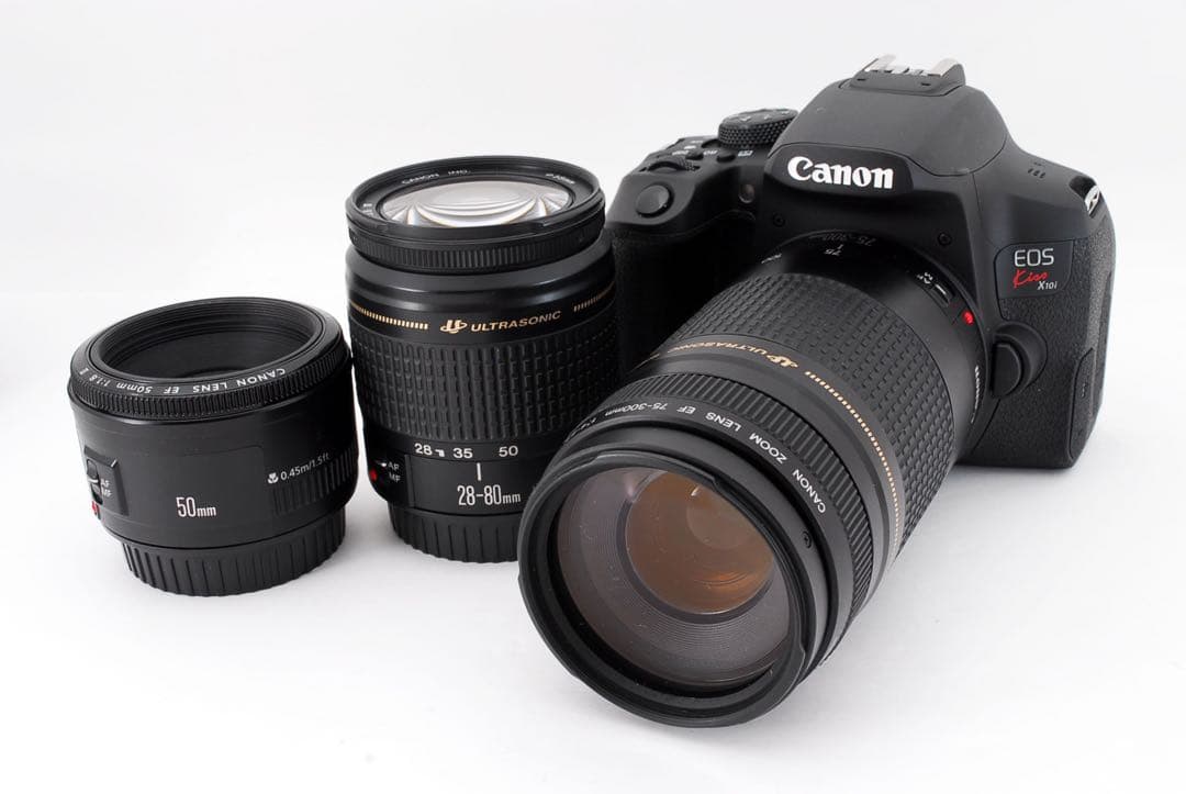 一眼レフカメラ　canon kiss x 10i標準&望遠&単焦点レンズセット
