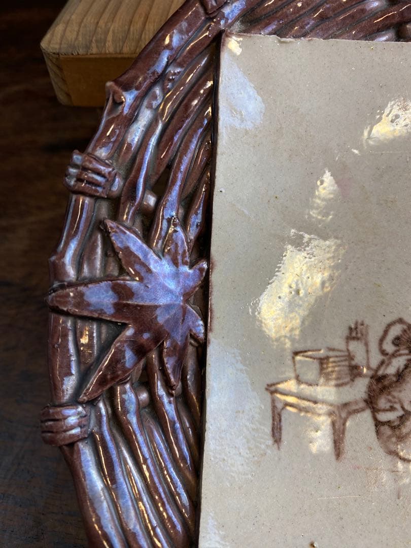 萬古焼陶器皿　日本陶磁器　工芸品　骨董品　美術品　置物　お皿　食器