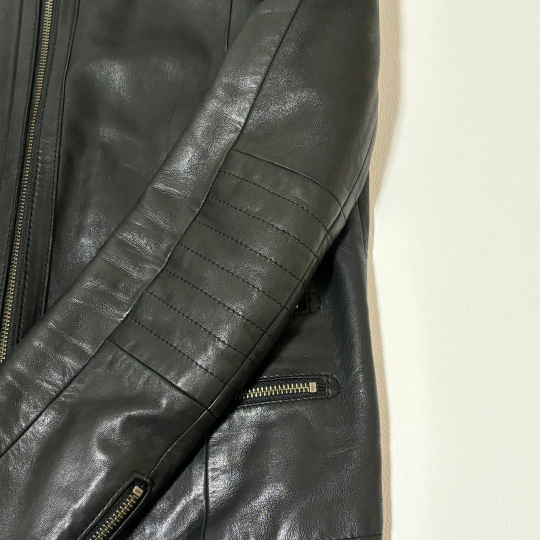 【希少】ポールスミス ライダースジャケット 羊革 ノーカラー L シングル