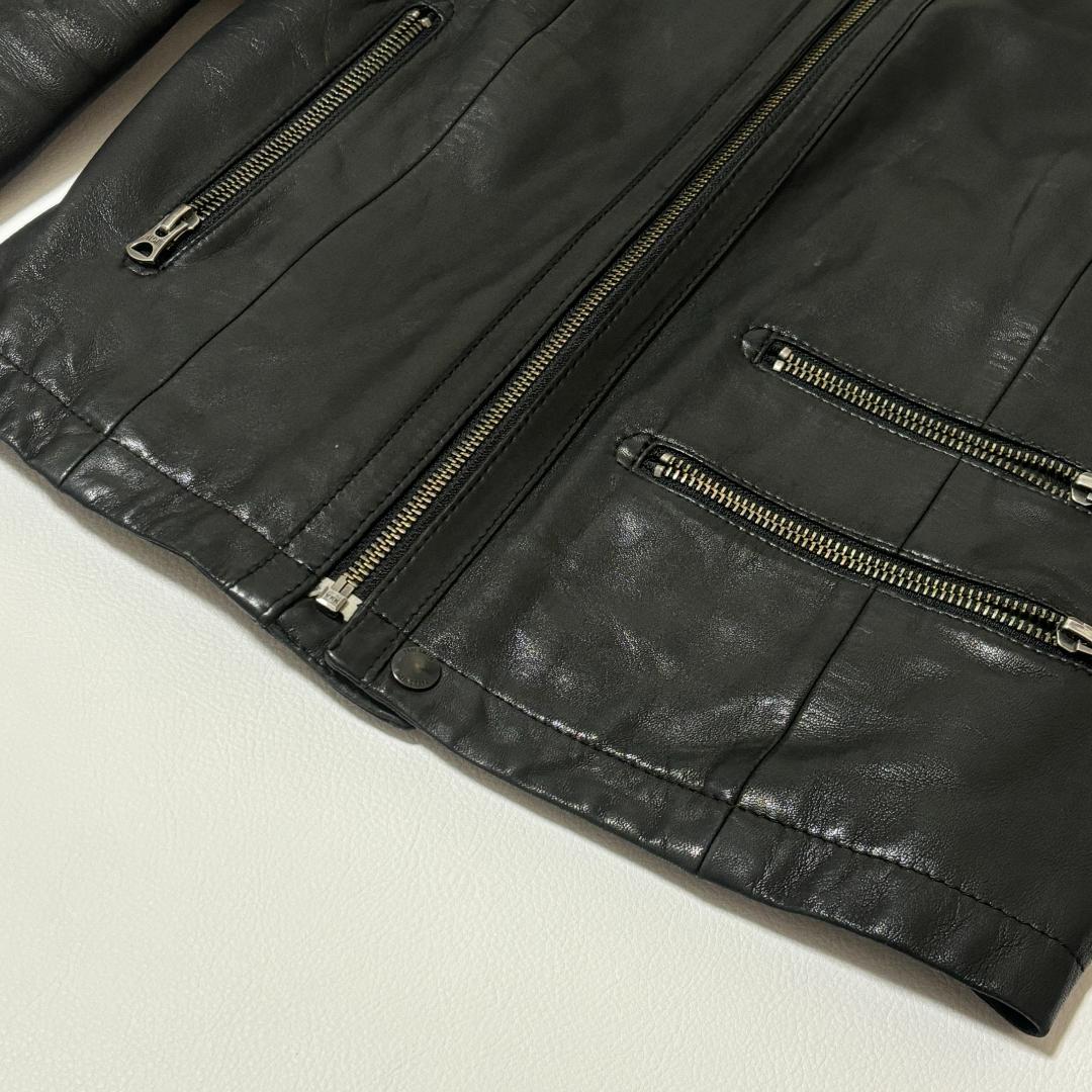 【希少】ポールスミス ライダースジャケット 羊革 ノーカラー L シングル