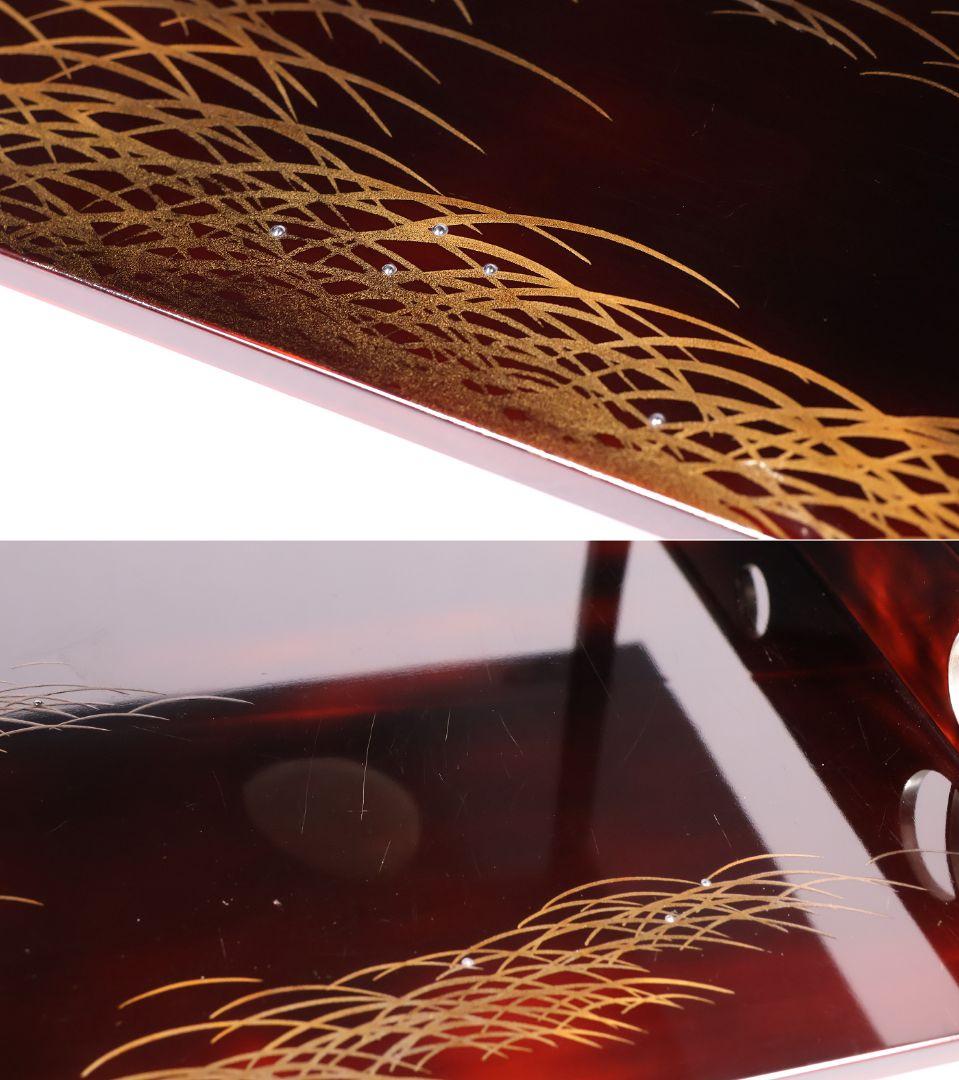 前端雅峯 二段卓 冠卓 曙塗 つぼつぼ透かし 月と草蒔絵 銀露 木製【MB53】