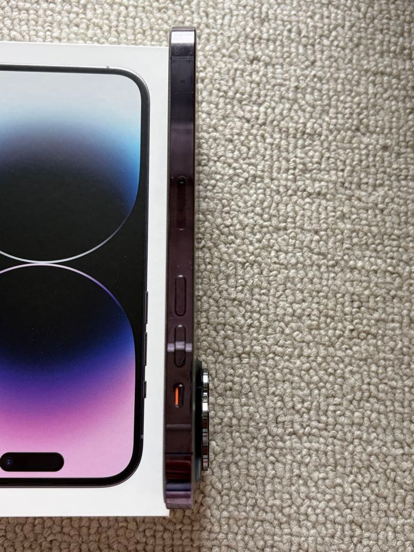 【美品】保護フィルムおまけ付き iPhone 14 Proディープパープル箱あり