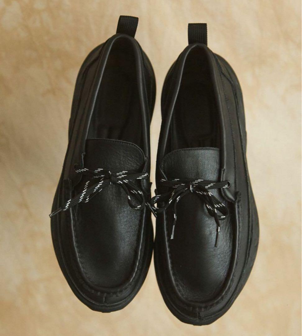 ボリュームVIBRAMソールリアルレザーモカシンスニーカー　42