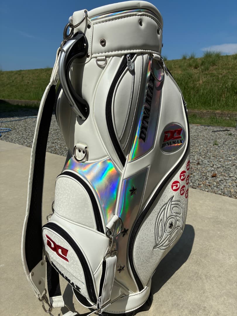 ブラックフラ割【綺麗です】DYNAMAX ゴルフバッグ・キャディバッグ ホワイト