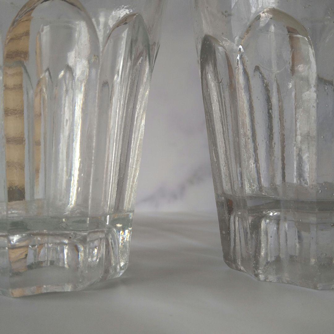 【貴重】大正　昭和　レトロ　剣先コップ　剣先グラス　気泡　3点セット　レア