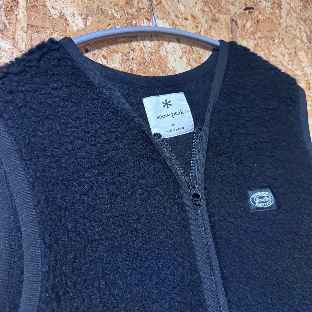  peak ウールフリースベスト 羊毛 ハーフジップ ブラック M