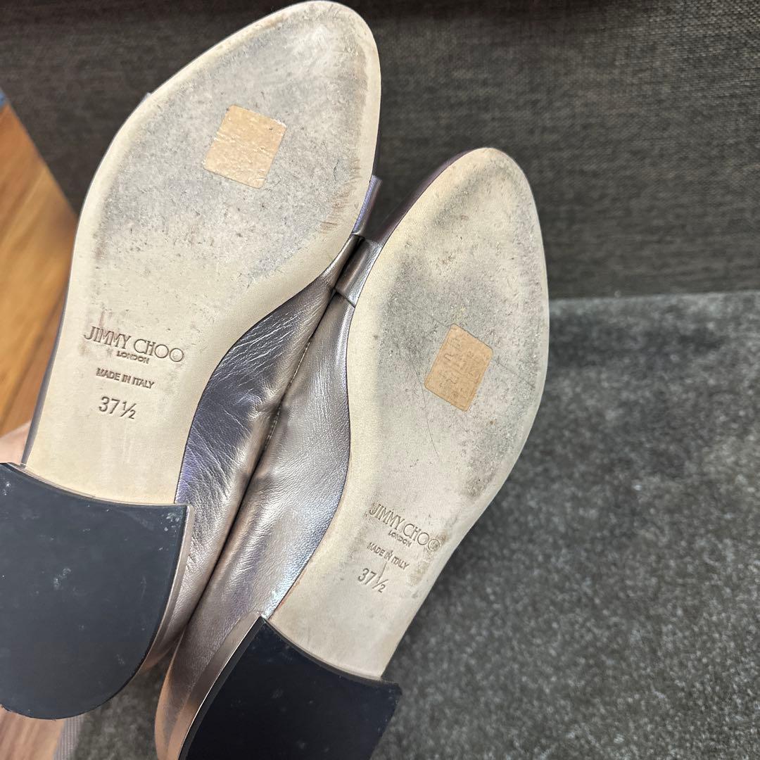 JIMMY CHOO シルバー フラットシューズ