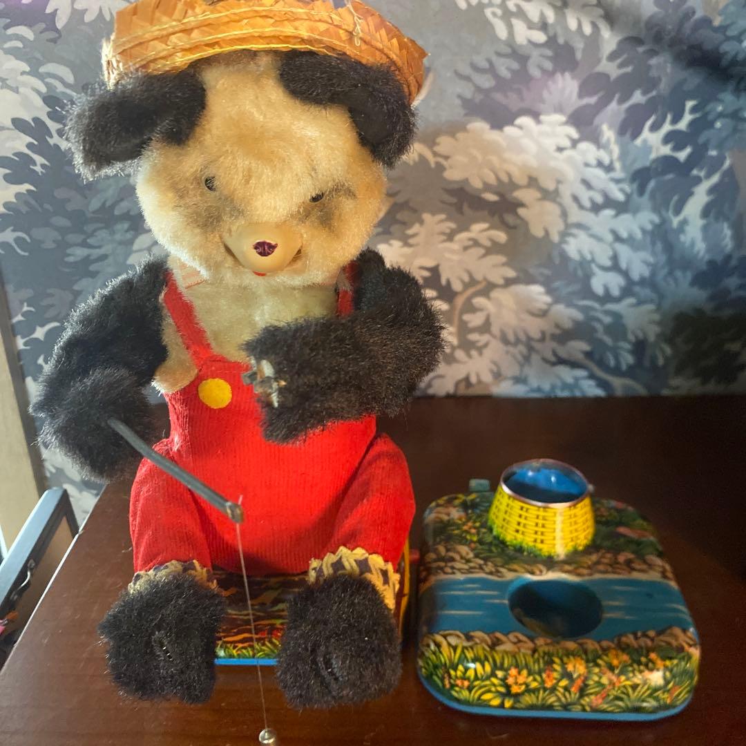 希少　アルプス商事　当時物　釣りをするパンダ　ブリキオモチャ