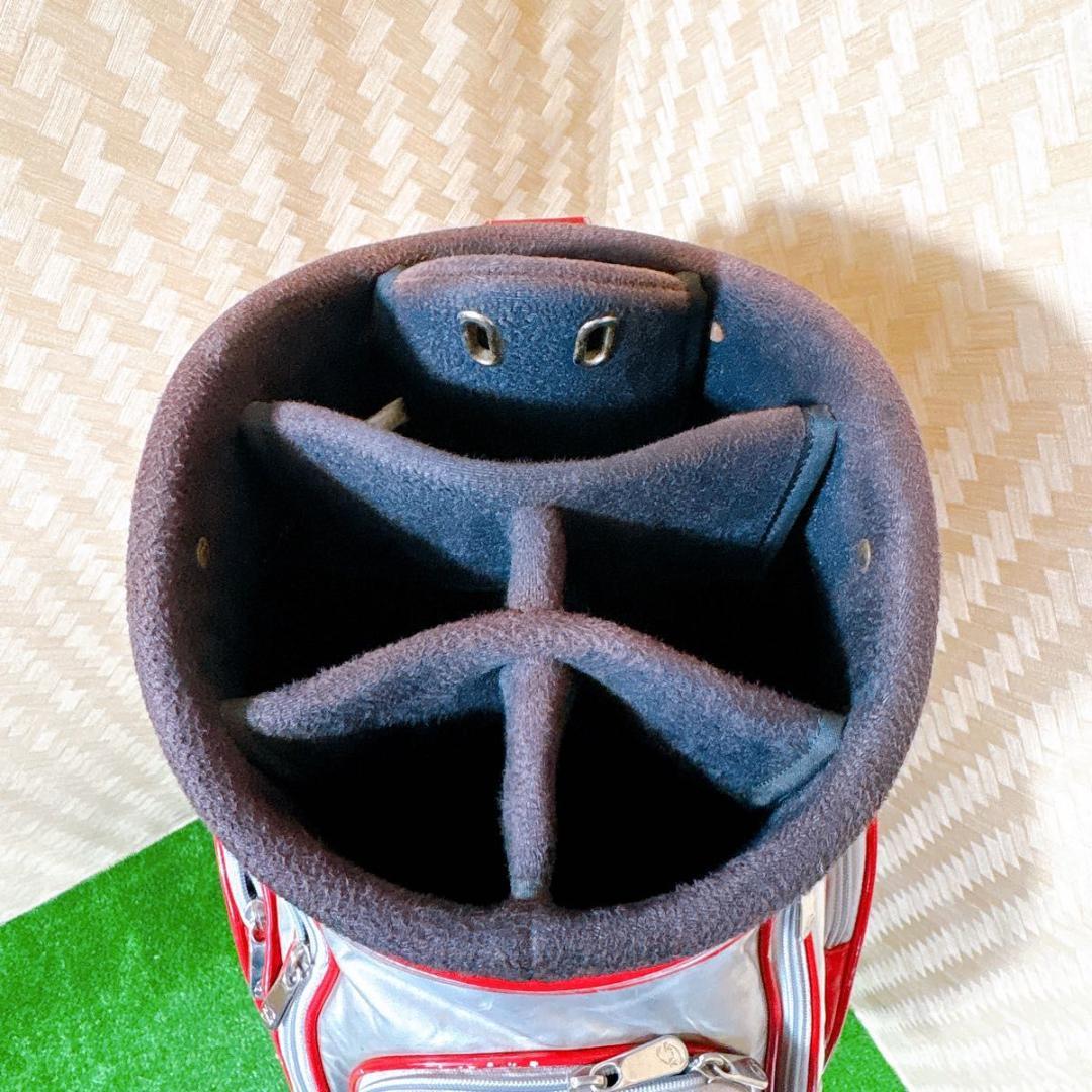 Romoro ロマロ　カートタイプ　キャディバッグ　シルバー　レッド