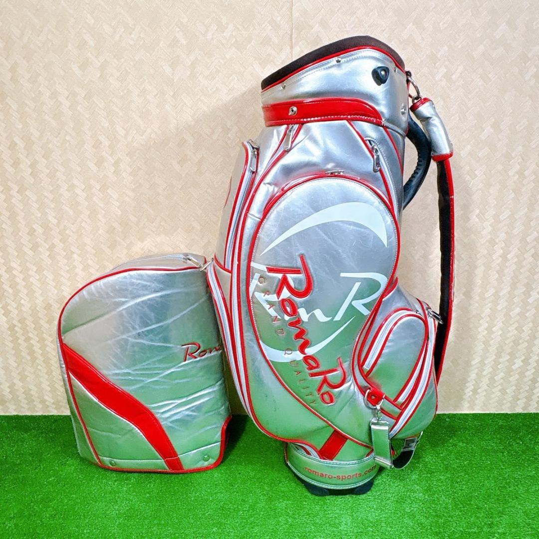 Romoro ロマロ　カートタイプ　キャディバッグ　シルバー　レッド