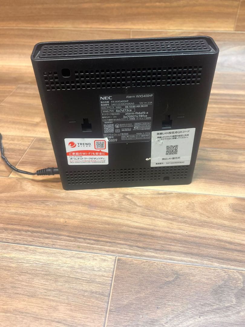 NEC 無線LANルーター Aterm WX5400HP 通電確認のみ 現状渡し