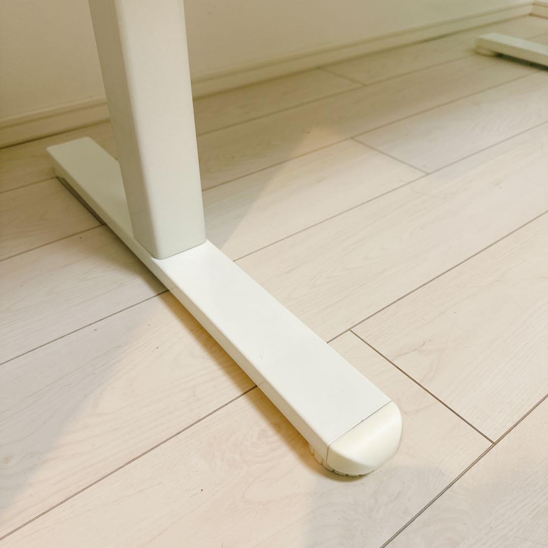 美品　昇降式デスク ロータイプ　幅120cm パソコンデスク　収納フック付き