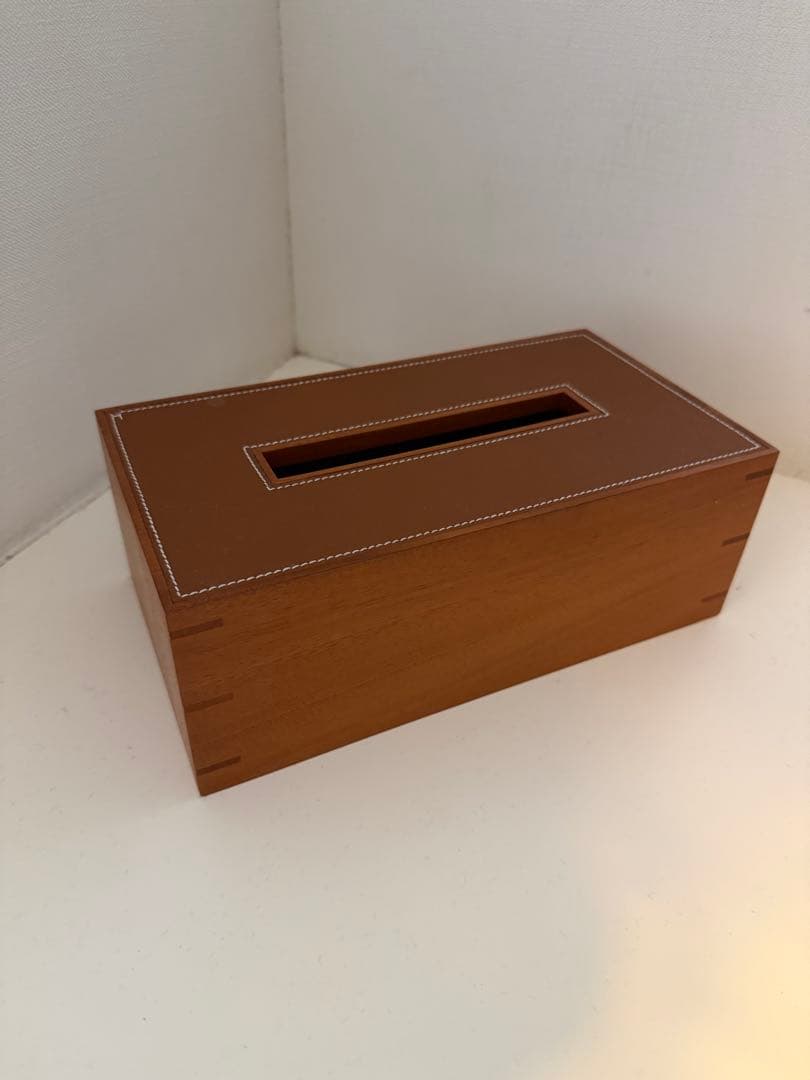 【美品】HERMÈS エルメス ティッシュケース ブラウン レザー