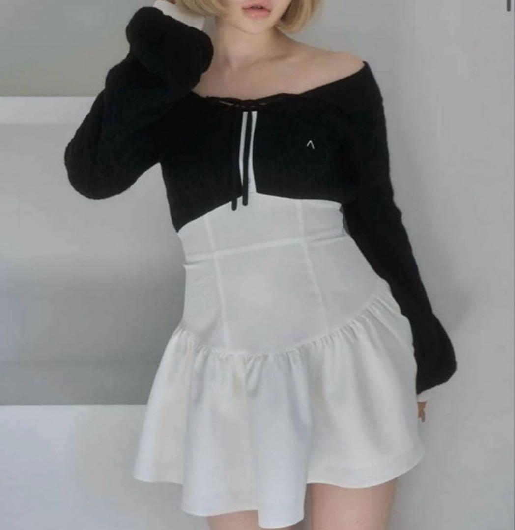 ANDMARY Tess blouse mini dress ブラック 黒