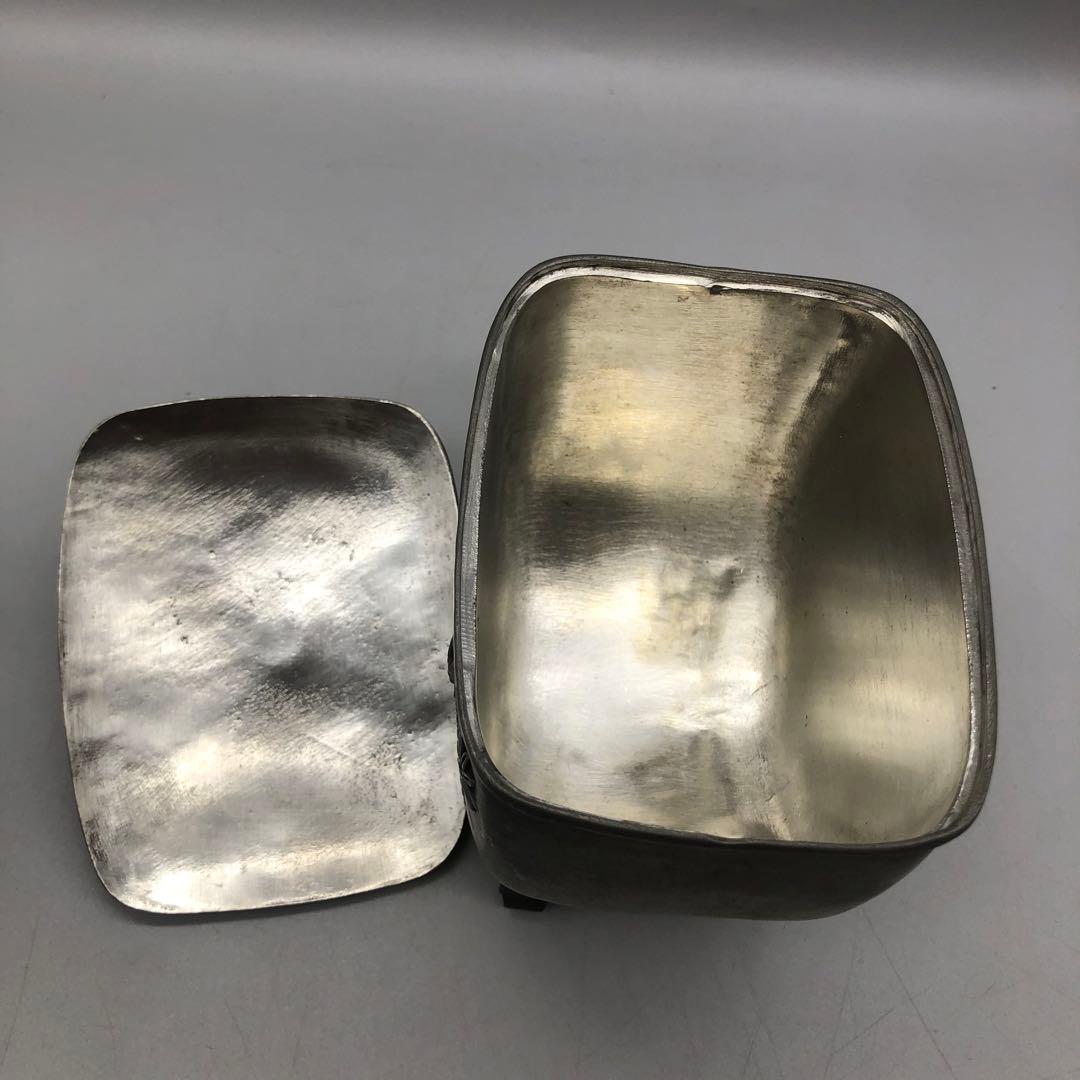 アンティークAntik SKS Zinnドイツ製すず錫ピューター蓋付き小物入れ