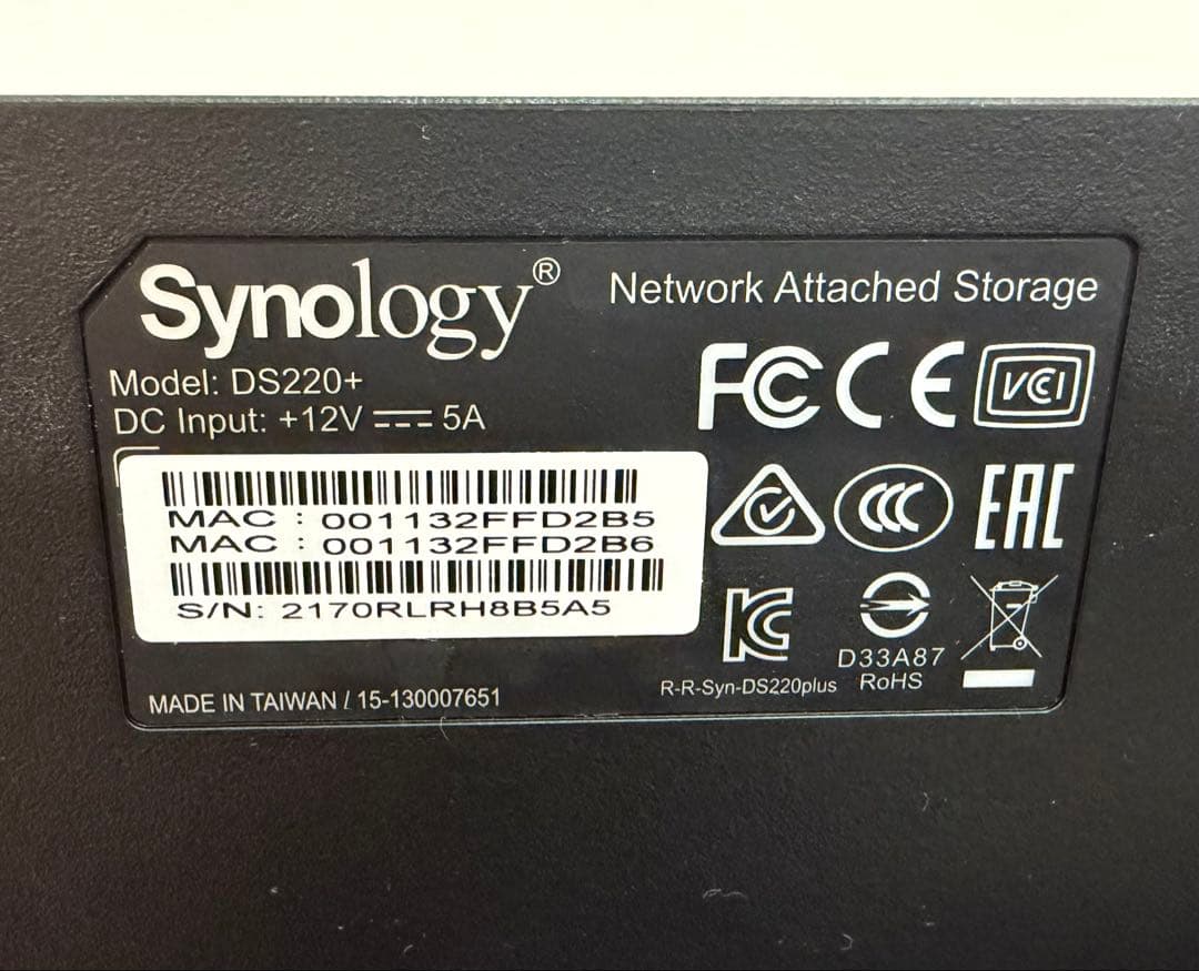 Synology DiskStation DS220+ 10GB増設済み NAS
