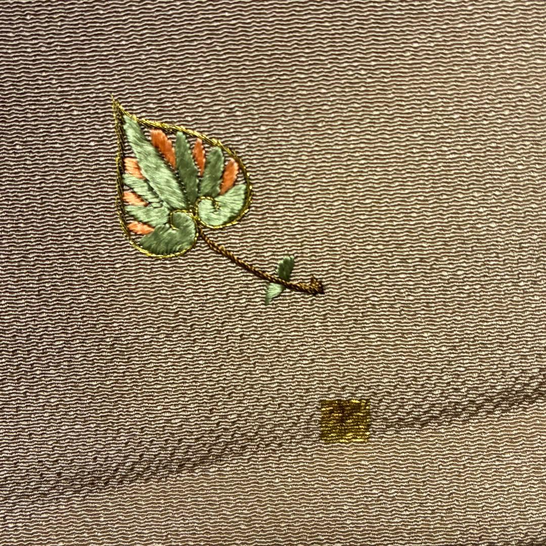 D113訪問着 ホリヒロシ 葵 刺繍 縫い紋 正絹着物 袷 しつけ糸未使用極美品