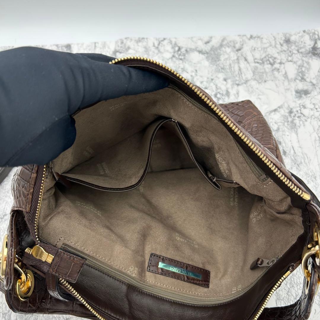 極美品✨ ボーグラン　ショルダーバッグ　2way クロコ本革　JRA