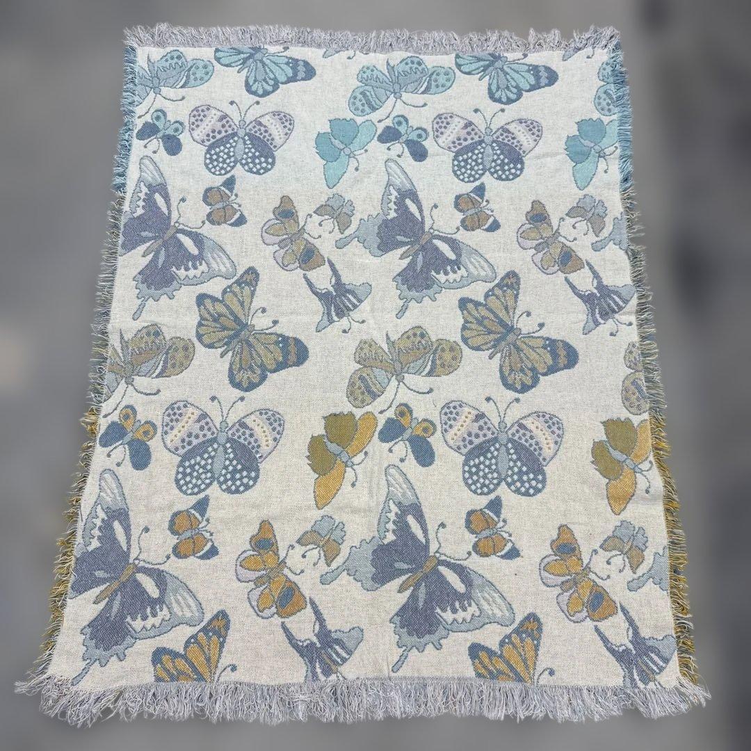 蝶々　マルチカバー　ソファーカバー　ヴィンテージラグ　150x115