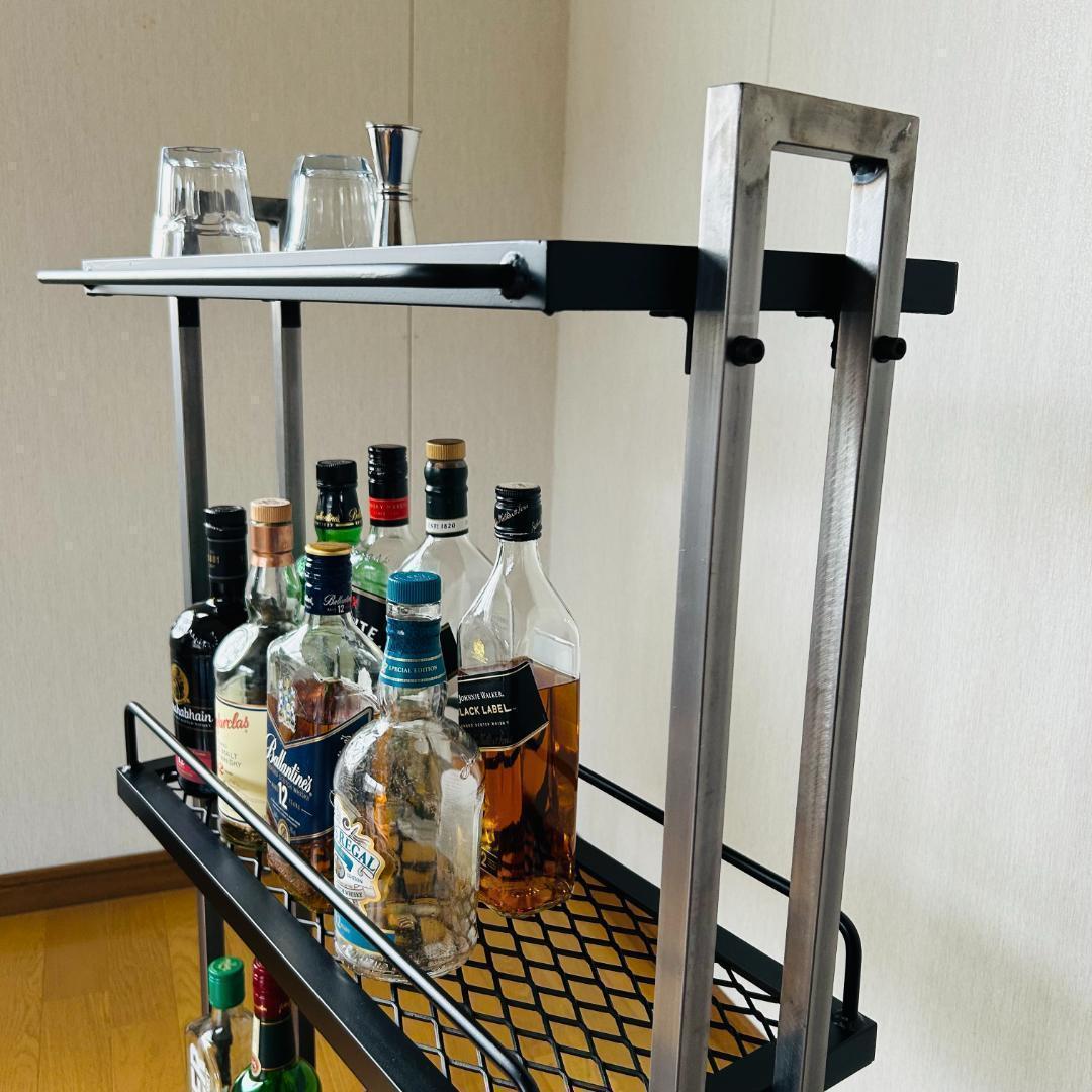 一点物　男前　インダストリアル　アイアンバーワゴン　ウィスキーラック　重厚溶接