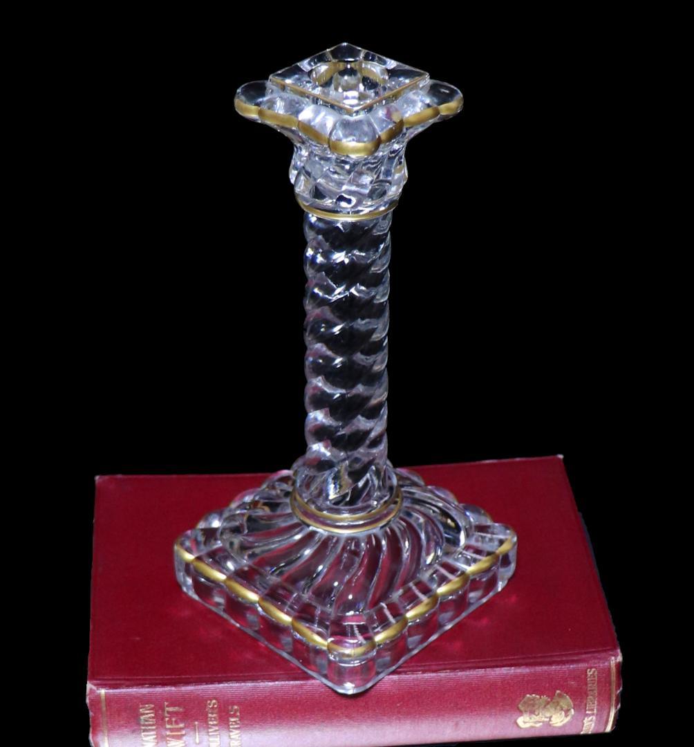 オールド・バカラ レア型 刻印有 金縁 大型 キャンドルホルダー 蝋燭立て