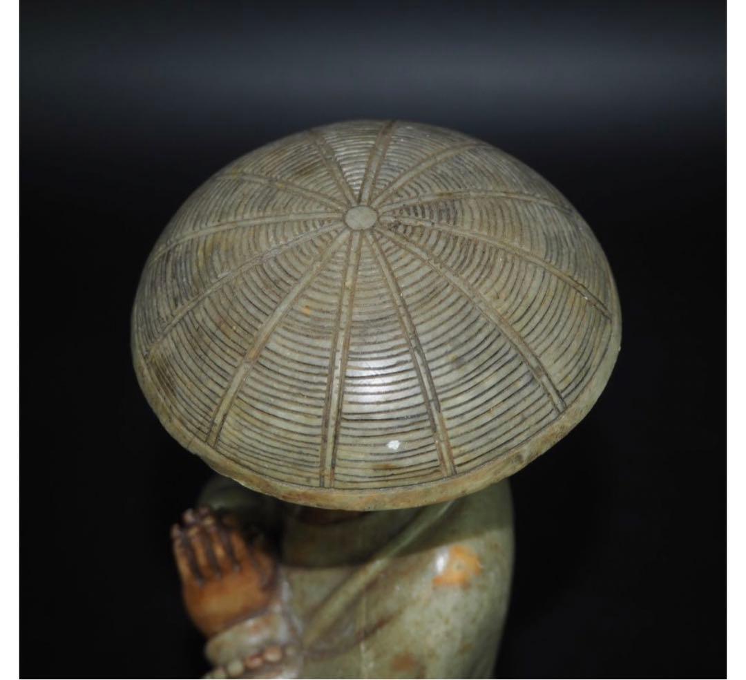 送料無料　寿山石細密彫刻　弘法大師像　高さ30ｃｍ