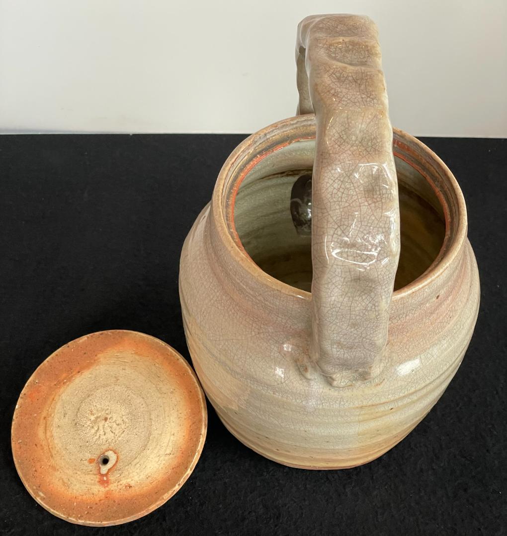 人間国宝 十代 三輪休雪 休和 萩焼 急須 特大 瓶子 土瓶 手付 茶道具 共箱